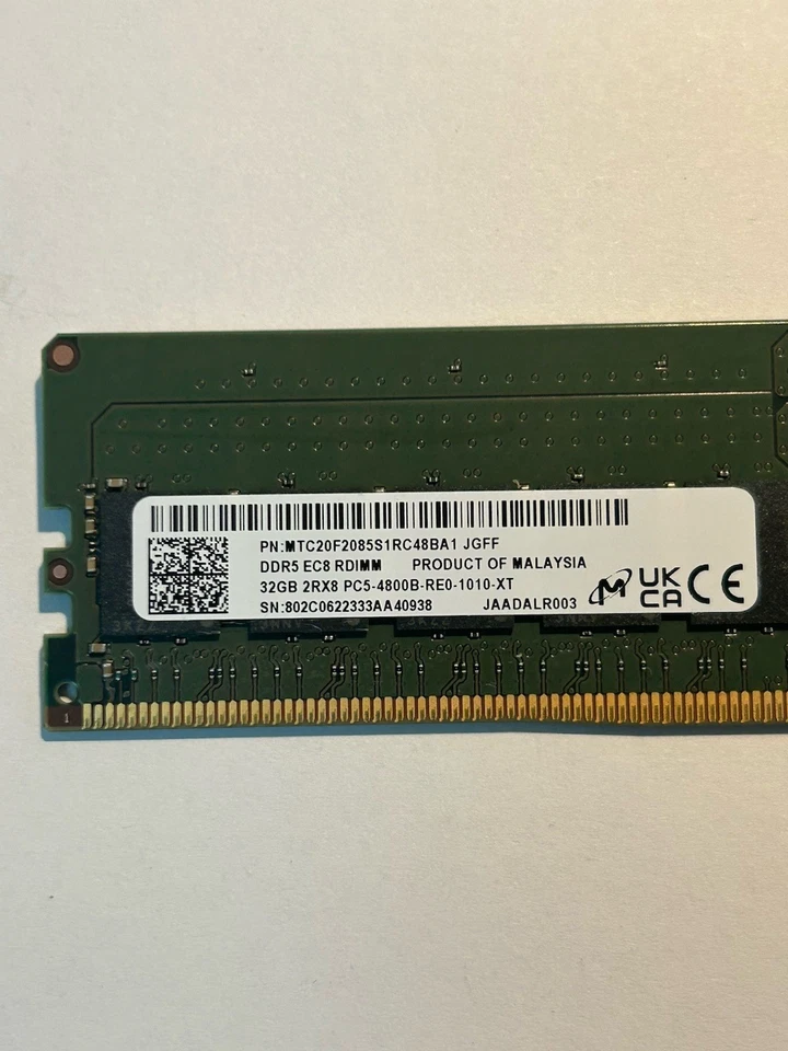 Micron MTC20F2085S1RC48BA1 32GB 2Rx8 PC5-4800B EC8 RDIMM Server RAM - Image 4 of 4