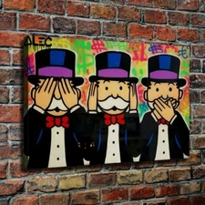 24x16" Alec Monopoly "See No Evil Hear No Evil Speak No Evil." New HD print 