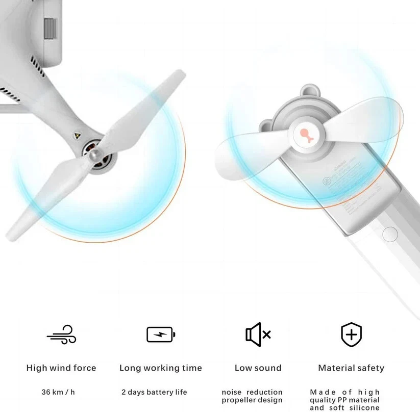便携式迷你风扇方便充电风扇口袋尺寸空气冷却器 USB 带电池 — 第 3/4 张图片