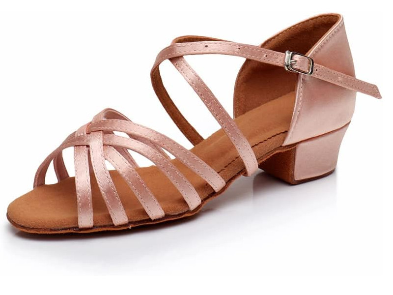 Niñas Pequeñas Zapatos de Baile Latino Tacón Bajo Zapatos de Baile de Salón Talla 28/12