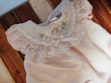 Vintage BT Kids Pink Lace Rose Embroidered Romper Girls 6-9 Months w/ Booties