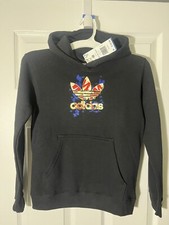 NWT Adidas Kid Sz. M ADI TREFOIL Black Hoody