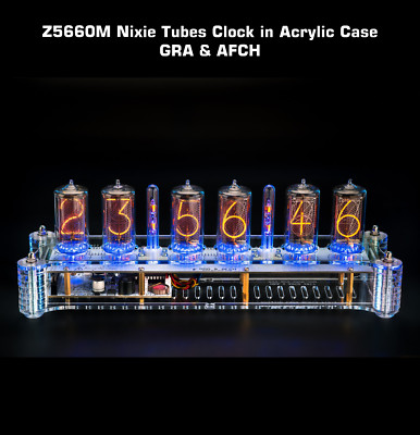 Nixie Tube Clock on Z5660M in Big Acrylic Case with Columns Slot Machine 12/24H