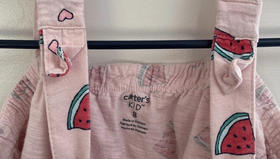 Top Carters Niños Niñas Estampado Sandía Correa de Lazo Volantes Sin Mangas Rosa Talla 8 Foto 3 de 4