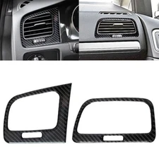 2 x Real Carbon Fiber Side Air Vent Outlet Trim Cover Fits 15-20 Golf MK7 GTI R