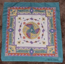 Vintage Bandana USA WAMCRAFT Aztec Native Eagle Teal Purple RN14193