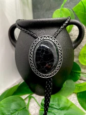 Rodeo Bolo Tie Western Cowboy Black Leather Necktie New Free Ship A3915