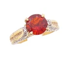 925 Sterling Silver Vintage Ring Gold Plated Garnet CZ Wedding Ring Sz 7 RG30166