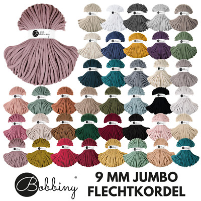 BOBBINY 9mm Jumbo Flechtkordel 1200 g Garn Makramee 50 Farben 100 m