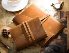 book jacket cover slipcase case bag pocket cow leather customize brown H546