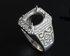 10x12 MM. Oval cut semi-mount ring silver 925 457Made to order