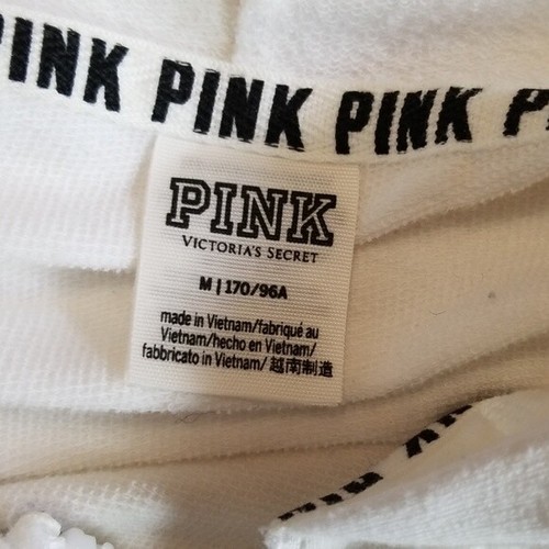 Victorias Secret Pink White Zip Front Hoodie Size Medium M - Picture 4 of 7