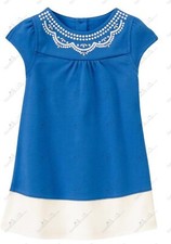 Gymboree Seaside stroll Blue Cotton Knit embroidered Dress Size 3 3T NWT