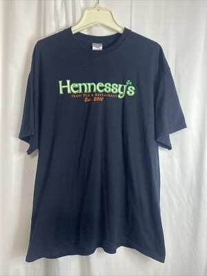 Hennessy Irish Pub And Restaurant Est. 2010 T Shirt Mens Size 2XL Black Tee