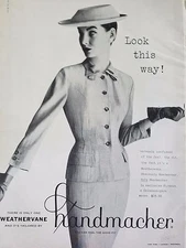 1956 Tailored By Handmacher Weathervane Celanese Yarn Suit Ad