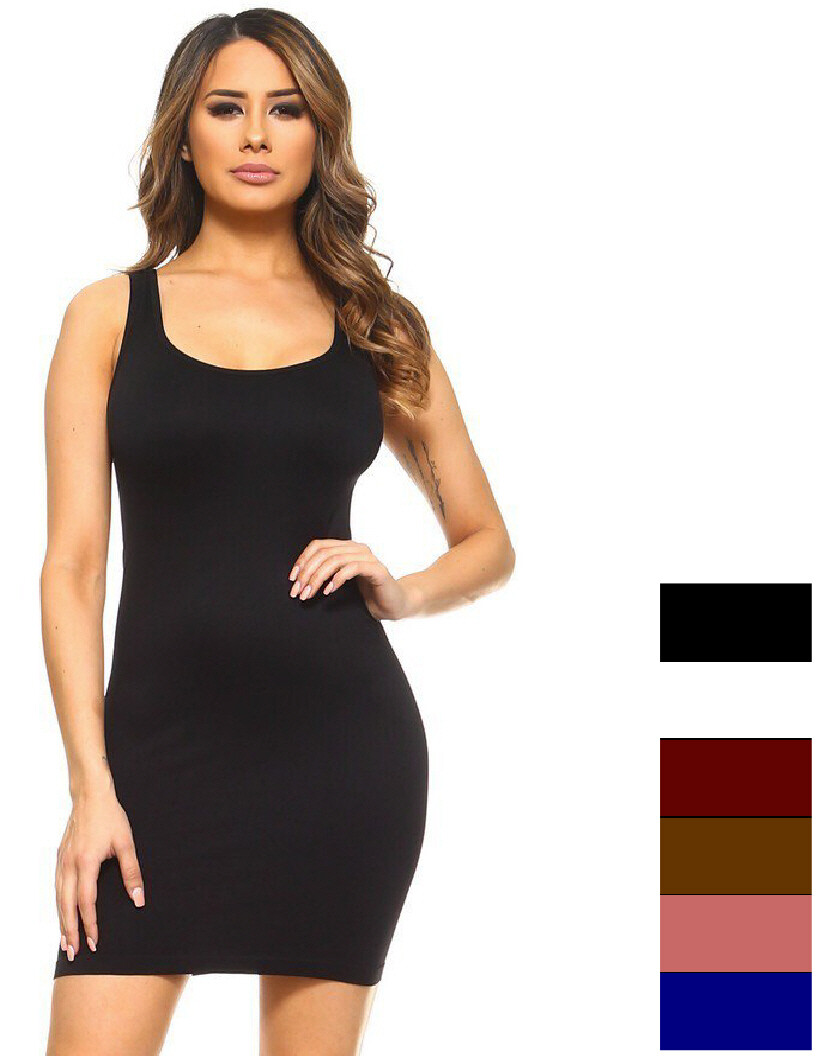 Womens Cami Bodycon Slip Tank Top Mini Dress Liner One Size Fit (S,M,L)!