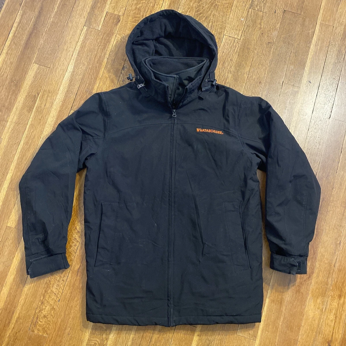 Whataburger Adult Small Full Zip Parka Jacket Employee Uniform Hooded Black