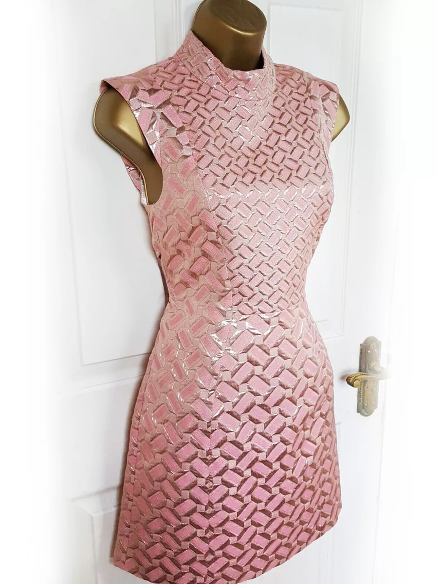 FRENCH CONNECTION Baby Pink Jacquard Bodycon Dress Size 6 8