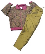 Vintage Lavon Paisley Track Suit Lined Jacket Pants Womens M Metallic Look