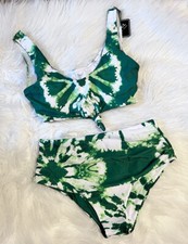 NWT Zaful Green High Waisted Bikini Swimsuit Beachwear Size L 8
