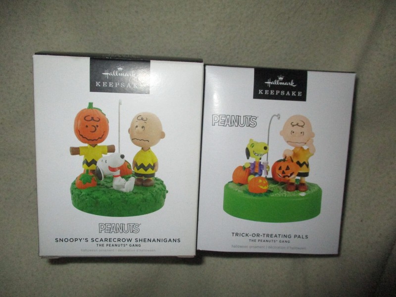 Hallmark 2022 & 2024 Peanuts Halloween Ornaments with batteries