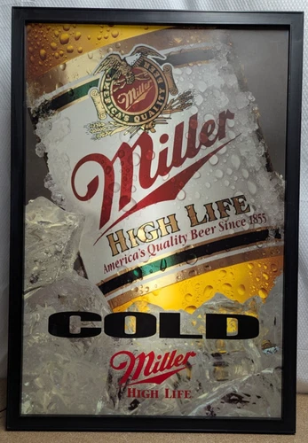 Large Vintage MILLER HIGH LIFE COLD Beer on Ice 32"x22" LIGHTED SIGN