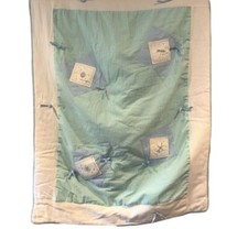 Ethan Allen Baby Quilt Gingham Seersucker Patchwork With Insect Embroidery 40x32