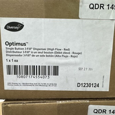 Diversey Optimus High-Flow RED Single Button J-Fill Dispenser D1230124 New