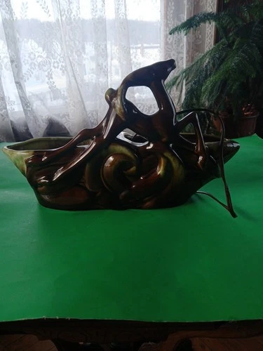 Vintage ART DECO Gazelle TV Lamp Planter Royal Haeger 1940s-50's Faience Ceramic