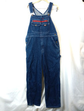 Dickies Denim Bib Overalls Mens 38x30 Workwear 100 Cotton Blue Red Zipper SR