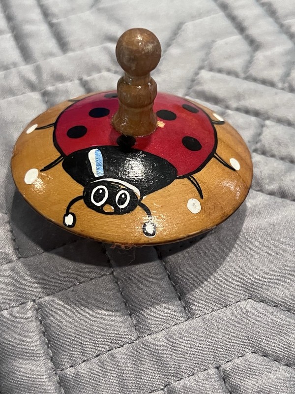 Hand painted Ladybug Wooden Top