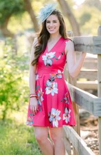 Draper James Size 2 Floral Print Women's Dress Cutout Back  Pockets W7