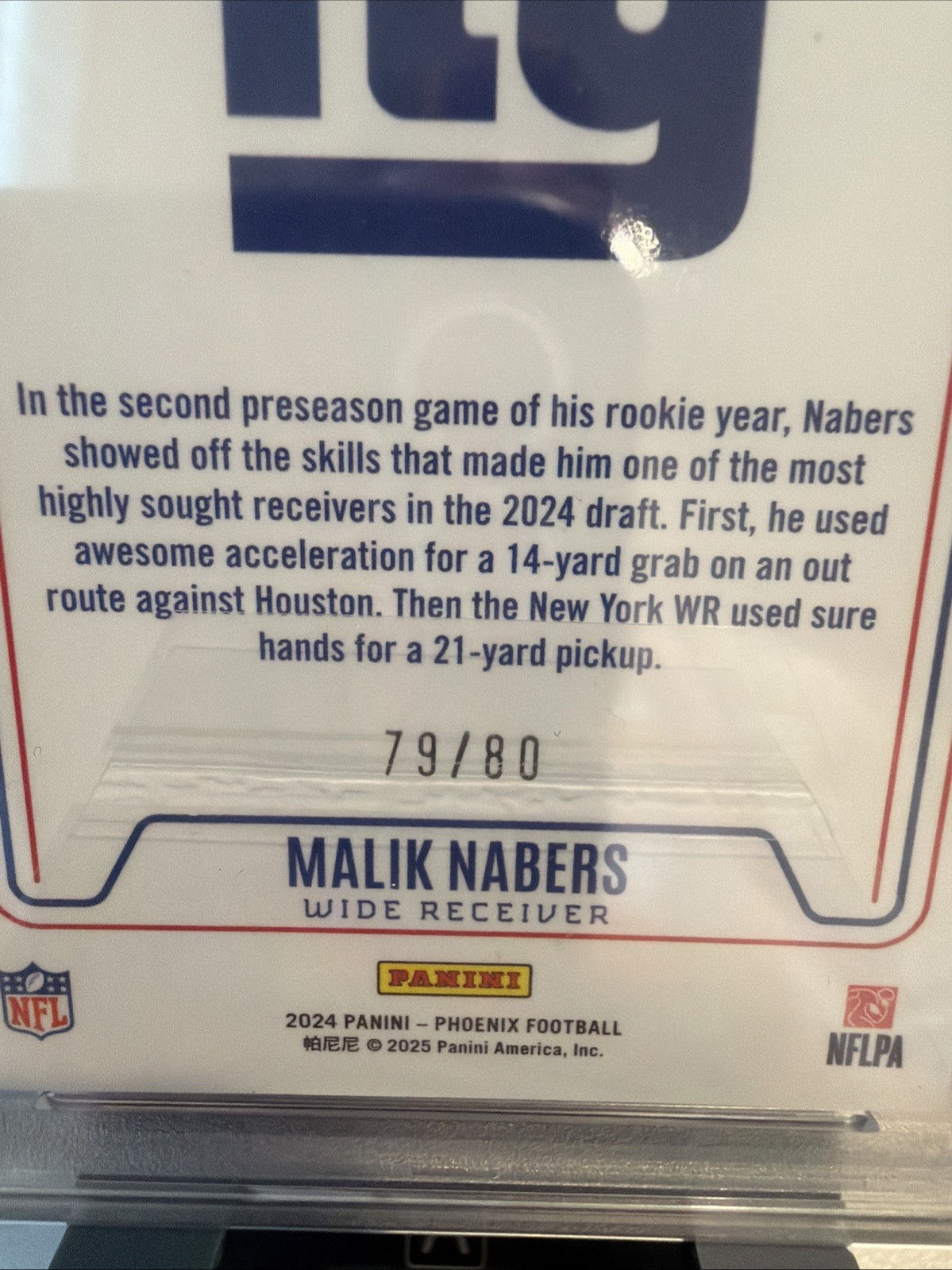 2024 Panini Phoenix Contours Malik Nabers Pink (RC) #CON-MNS /80 PSA Gem Mint 10 view 3