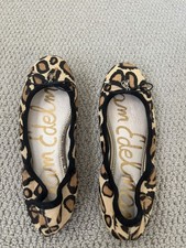 Women Ballet Flat Sam Edelman Animal Print 7.5M Good Pre-Owned Condition