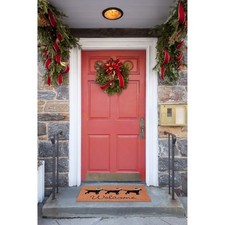 Natura Three Dogs Nat Outdoor Welcome Coir Door Mat, 18"x30"