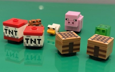 Lego Minecraft Frosch Ente Schwein Bauernhof TNT Box Tisch Gitter Box Zubehör