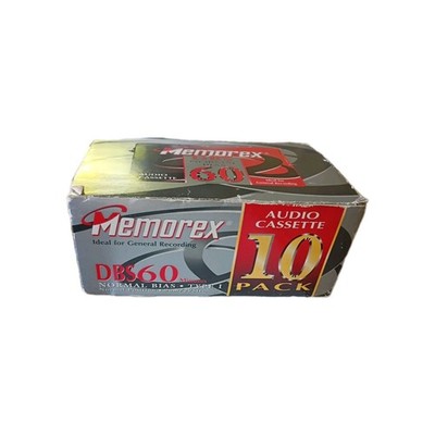 NOS Memorex Cassette Tapes 10 Pack DBS 60 Type 1 Normal Bias Blank Audio...