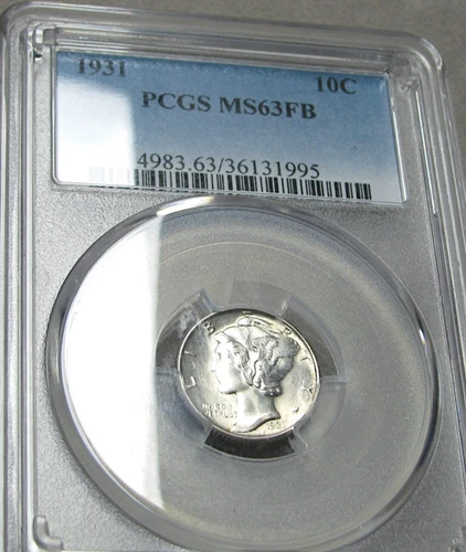 1931 Mercury Dime Silver ---- MS-63 FB PCGS Graded Coin ---- #746C