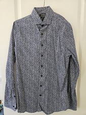 Express Extra Slim Fit Navy Blue Floral Button Up Long Sleeve Shirt Men's S