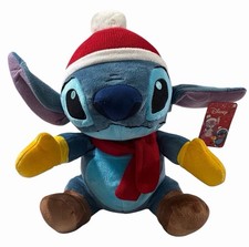 Disney Stitch Plush Just Play 11" Winter Blue Alien Stuffed Animal Red Scarf NWT