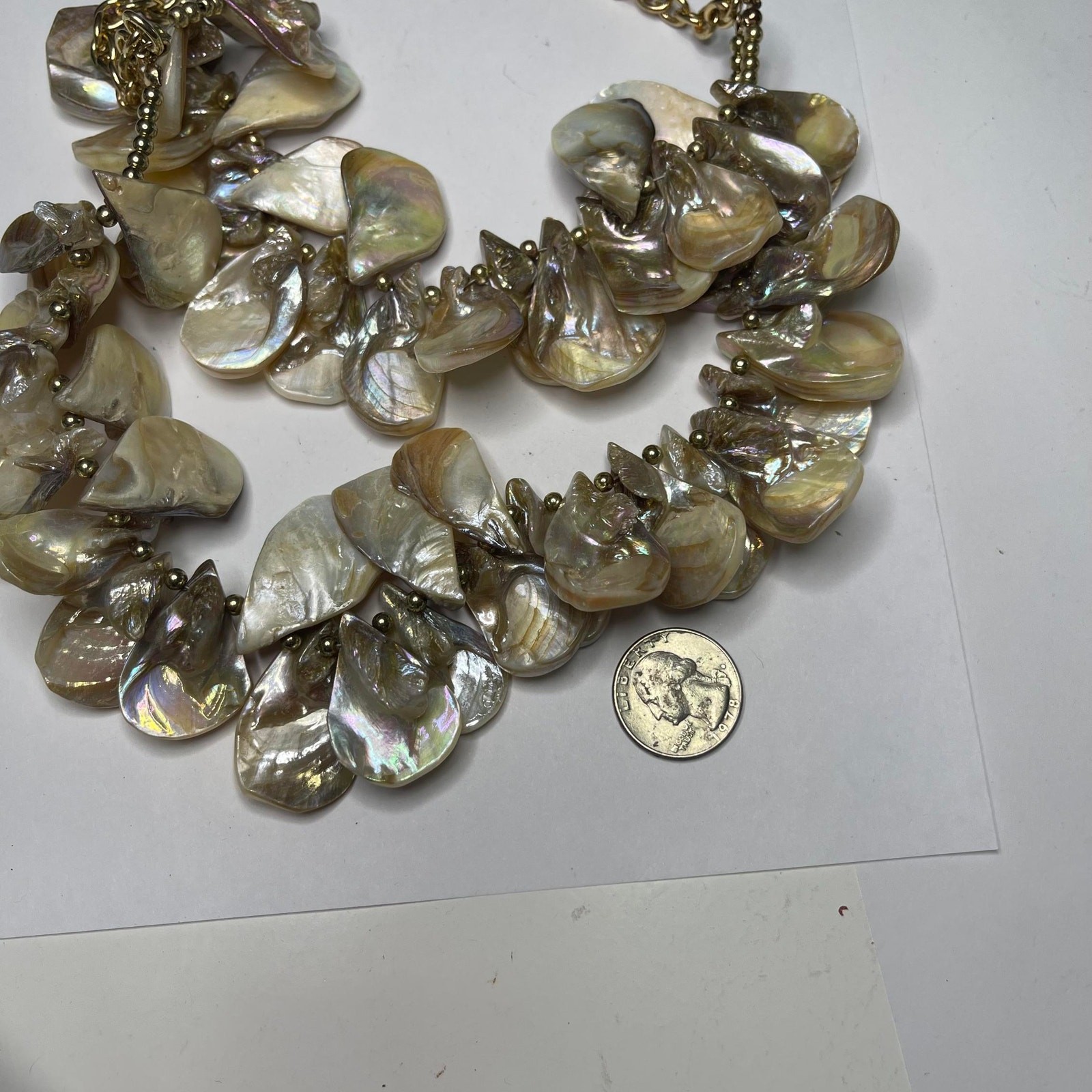Shell statement necklace natural shells set in go… - image 5