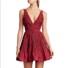 Alexis Marilou Crinkle Burgundy Red Mini Dress Size Large NWT (Broken Zipper)