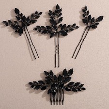 Luxuries Rhinestone Hair Comb Pins Set Teardrop Rhinestone Hair Comb Wedding ...