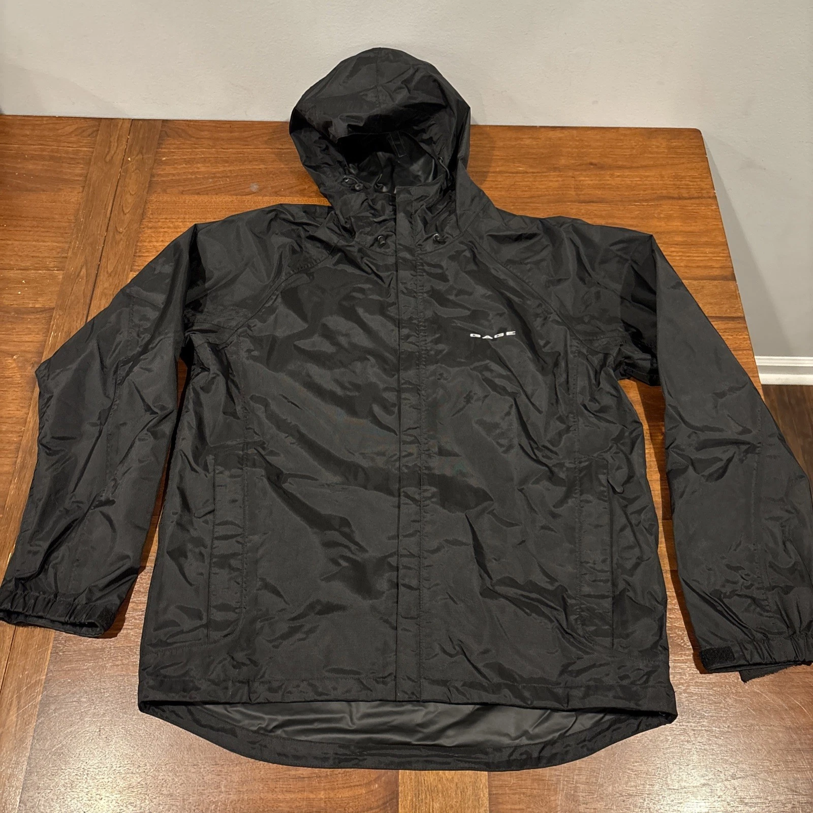 Gage Technical Gear Grundens USA Hooded Fishing Jacket Zip Front Mens Med black