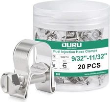 Fuel Line Clamp 304 Stainless 9/32”-11/32”(7-9mm), Silver 