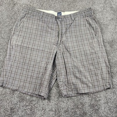 Vintage Mens Plaid Shorts Size 36 Y2k Gray Black 90s Skater Indie Grunge Baggy