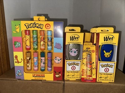 Pokemon X Target Lip Smacker Lip Balm Set,  Rolly Lip Gloss, And Brushes New