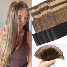 40pcs Thick Tape In 100 Remy Human Hair Extensions Skin Weft Tape-In Straight