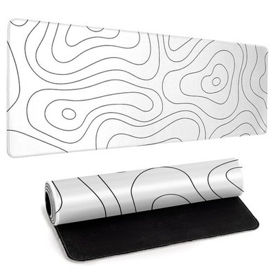 White Large Gaming Mouse Pad Desk Pad Topographic Map Big Keyboard Mat 31.5x1...