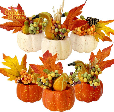 6 Assorted Artificial Pumpkin Berry Acorn Pine Cone Vegetables for Decorating Fa